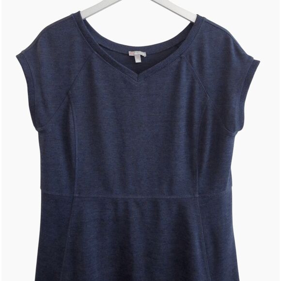 T by Talbots Knit Dress Lp Navy Blue Large Petite Active Atleisure - Picture 3 of 9